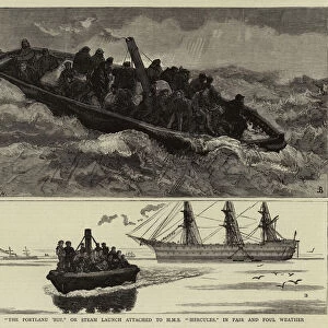 "The Portland Bus, "or Steam Launch attached to H Ms "Hercules, "in Fair and Foul Weather (engraving)