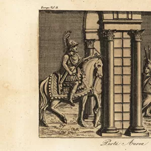 Theodosius I on horseback with sceptre