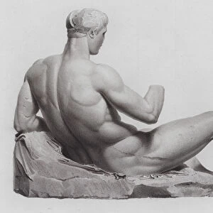 Theseus or Heracles, ancient Greek marble sculpture from the Parthenon, Athens (engraving)