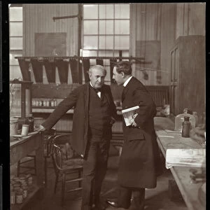 Thomas Edison and an interviewer in his laboratory, 1906 (silver gelatin print)