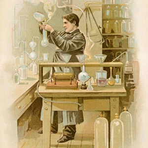 Thomas Edison in his laboratory