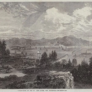 Timber-Booms on the St John River, New Brunswick (engraving)