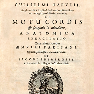 Title page from De Motu Cordis set Sanguinis in Animalibus