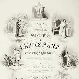Title page of a nineteenth century book of The Complete Works of Shakespeare (litho)
