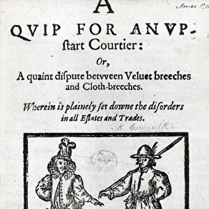 Title page for A Quip for an Upstart Courtier by Robert Greene, 1592 (woodcut)