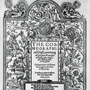 Titlepage of The Cosmographical Glass, 1559 (woodcut)