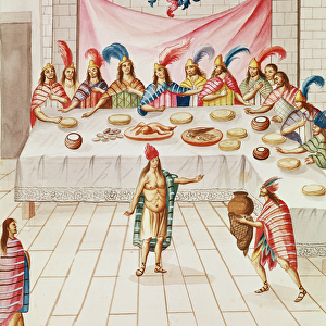 Tome 3 fol. 134, A Banquet, from Teatro de la Nueva Espana, late 18th century