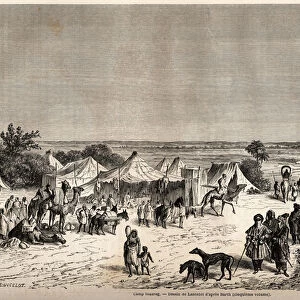 A Touareg camp, drawing by Lancelot, to illustrate the 1849-1855 journey to the centre of