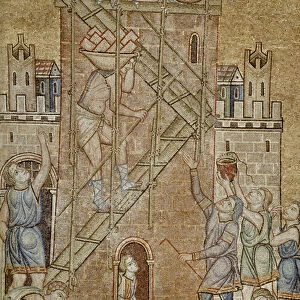 The Tower of Babel, from the Atrium, detail of builders (mosaic)