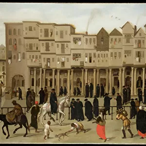 Town Scene in Lisbon (oil on canvas)