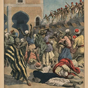Tragic revolt of prisoners in Cairo, back cover illustration from Le Petit Journal, supplement illustre, 18th January 1914 (colour litho)