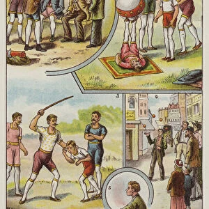 Among the Travelling Acrobats (colour litho)