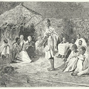 A travelling minstrel and his audience in Abyssinia (engraving)