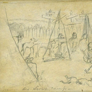 Traverse des Sioux camp, 1851 (pencil on paper)