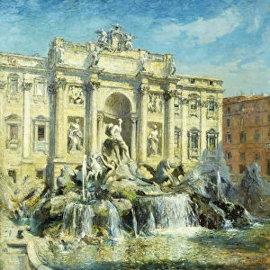 Trevi Fountain, Rome, (oil on canvas)