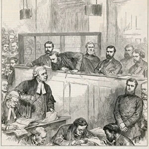 Trial of the Bank Forgers at the Old Bailey (engraving)