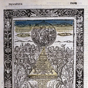 Triumph of the fame of Francesco Petrarca (Petrarca). Miniature sd. Bibl