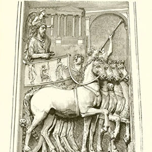 Triumph of Marcus Aurelius. (Bas-Relief on the Arch of Marcus Aurelius. From the Capitol Museum) (engraving)