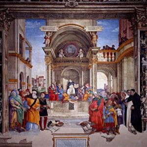 Triumph of Saint Thomas Aquinas on the heretics In the background
