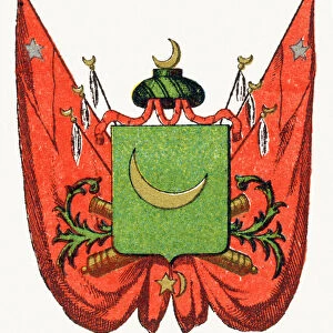 Tunisie - Alphabet des armoiries et pavillons (Coat of Arms Flags) c. 1880 (lithograph)