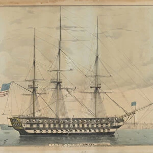 U. S. Ship North Carolina, 102 Guns, 1843 (hand-coloured lithograph)