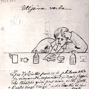 Ultissima verba, drawing of Arthur Rimbaud, 1875 (pen & ink on paper