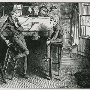 Uriah Heep and David Copperfield in Mr Wickfields Office (engraving)