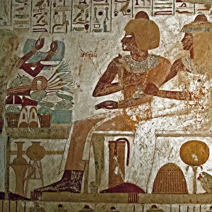 Userhat, senior official of the bath, with his wife Mutneferet receiving offerings