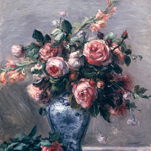 Vase of Roses (oil on canvas)