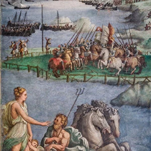 Venus prays Neptune to protect Aeneas ships, from Aeneid Canto V, detail of 2384655 (fresco)