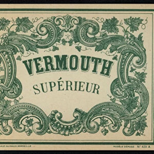 Vermouth Superieur, fortified wine label (colour litho)