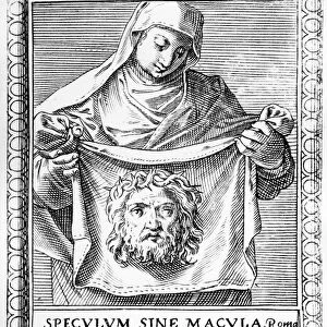 Veronica holding the Sudarium, 1581 (engraving)