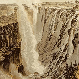 The Victoria Fall, Zambesi, from the east end of the chasm (chromolitho)