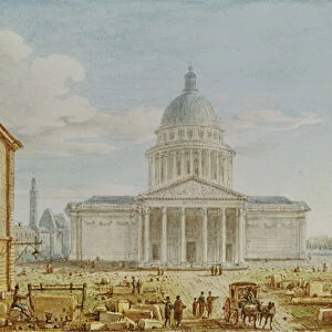 View of the Church of St. Genevieve, the Pantheon, 18th-19th century (w / c on paper)