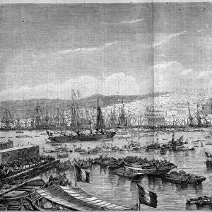 View of the city and port of Algiers (Algeria), during the Arrival of Napoleon III