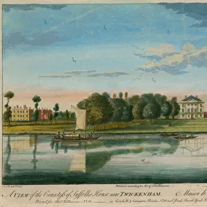 A view of the Countess of Suffolks House near Twickenham (coloured engraving)