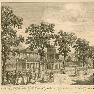 A view of the Grand Walk in Vauxhall Gardens, London, taken from the entrance (engraving)