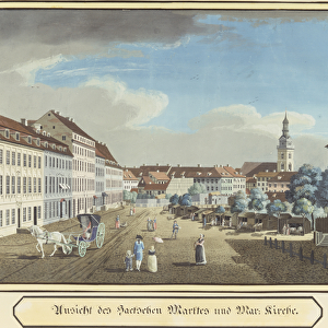 View of the Hackescher Markt and the Church of St. Mary, Berlin (w / c on paper)