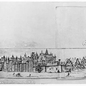 View of Hampton Court Palace (pen and ink) (b / w photo)