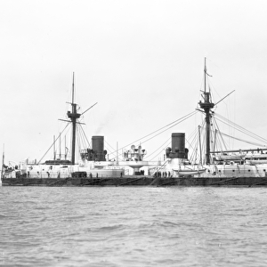 View of the ironclad battleship HMS Inflexible (launched 1876
