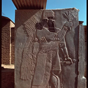 View of a relief of a winged deity, palace of King Ashurnasirpal II, 9th-7th century BC