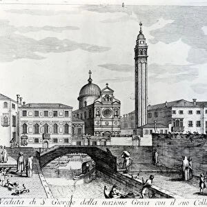 View of San Giorgio dei Greci and the Flanginian School, Venice (engraving)