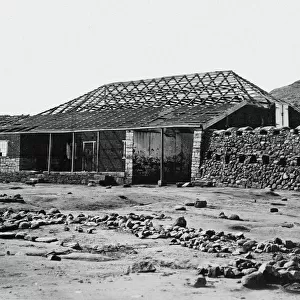 Front view of the Storehouse at Rorkes Drift, Buffalo River, c. 1879 (b / w photo)