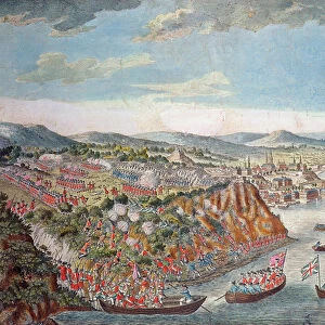 A View of the Taking of Quebec, September 13th 1759 (colour engraving)