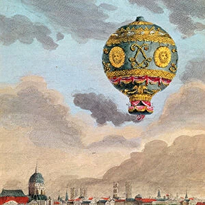 View from the terrace of Monsieur Franklin at Passy of the first flight under the