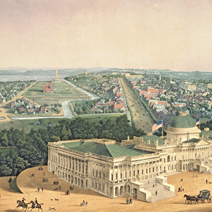 View of Washington, pub. by E. Sachse & Co. 1852 (colour litho)