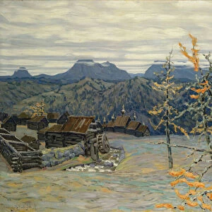 Village in the Ural Mountains, 1907 (oil on canvas)
