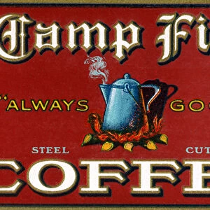 Vintage Camp Fire Coffee Product Label, 1919 (colour litho)