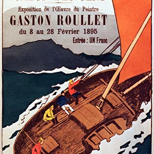 Vintage poster for painting gallery exhibition by artist Gaston Roulette