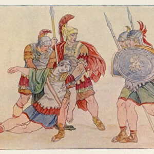 Virgils Aeneid: Aeneas and the Body of Lausus (colour litho)
